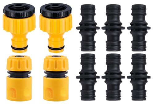 Conector Manguera Juego de 10 Piezas, Adaptador Manguera Grifo y Enchufe Rápido, Kit Jardineria para Extensión de Riego, Accesorios Universales 1/2 Pulgada