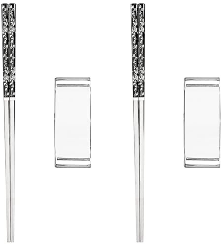 DOITOOL Juego de Palillos Chinos Soporte Resistente al Desgaste de Acero Inoxidable Elegantes y Cómodos Reutilizables para Uso