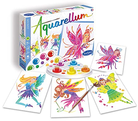 Sentosphère 3900668 Aquarellum Junior, Malset für Kinder, Motiv: Feen, Bastelset, Kreativ-Set, DIY