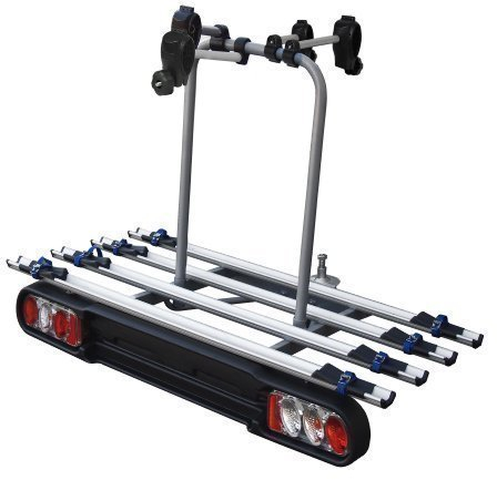 Menabo – Portabici Posteriore Race 4 Portabici per rimorchio con Serratura 4 Ruote Pieghevole con Quick Stop