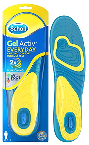 Scholl GelActiv Every Day Insoles for Men - Anti Foot Fatigue Comfort Insoles - Insoles for Walking / Hiking - Trim to Fit Your Walking Boot / Shoes - UK Size 7-12, 1 Pair, Blue