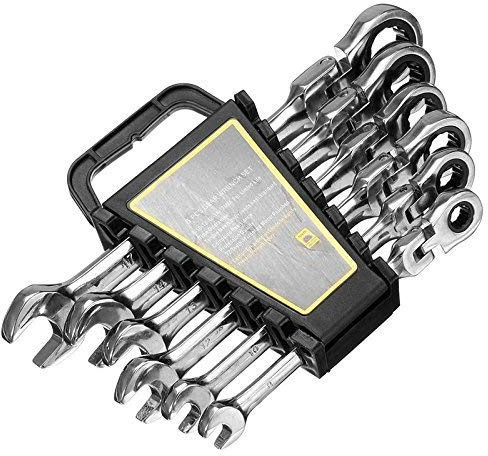 Yosoo 6-teiliges Zahnradschlüssel-Set mit offenem Ende, Ratschen-Reparatur-Werkzeug für Fahrrad-Drehmoment-Ringschlüssel, 8–17 mm Werkzeug-Set