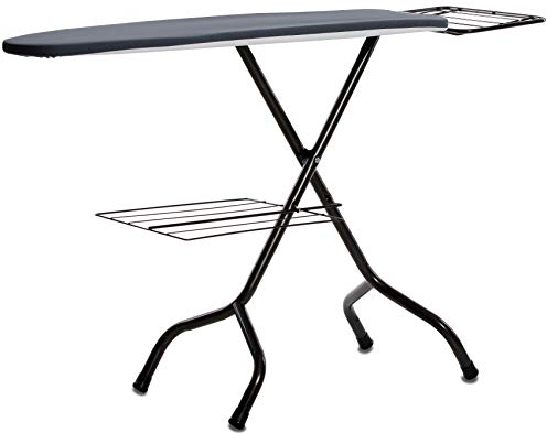 Lelit PA113 Naomi, luftdurchlässiges Bügelbrett mit Verstellbarer Höhe, Wäsche-und Kesselhalter, Metall, Schwarz