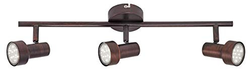 Briloner Leuchten- LED Deckenleuchte, Deckenlampe mit 3 dreh-und schwenkbaren Spots, Fassung: GU10, inkl. 3x3W, Metall, Maße: 48x12 cm, Farbe: Kupfer-Antik