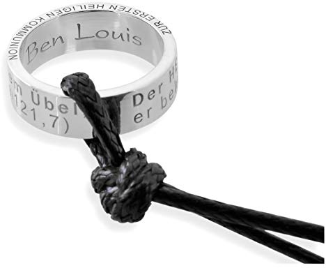 Kommunion Kette mit Gravur Schmuck zur Kommunion, Konfirmation, Taufe Geschenk 925 Silber Kette mit Namen Taufring mit Gravur | HANDMADE IN GERMANY