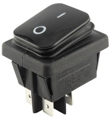 WITTKOWARE Kontroll-Wippenschalter, IP65, Einbaumaße 30x22mm, 2-polig, EIN/AUS, 16A/250V~, unbeleuchtet, Tastenfarbe schwarz