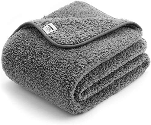 ALLISANDRO Fluffig hundfilt 【100 x 80 cm antracit】Kattfilt med supermjukt dubbelsidigt material husdjursfilt, perfekt för hundbädd soffa och soffa