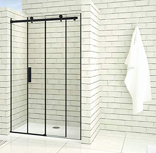 Aica Sanitär 140x200cm Duschtür Verstellbereich von 137-140 cm Duschabtrennung Nischentür Dusche Schwarz aus 8mm Sicherheitsglas mit Nanobeschichtung