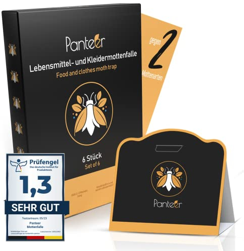 SCHÄDLINGSMEISTER® Mottenfalle - 6 Stück - Pheromonfalle mit hoher Wirksamkeit - Gegen Lebensmittelmotten & Kleidermotten - (2 in 1 Mottenfalle) - Lebensmittelmotten Falle - Mottenfalle Kleidermotten