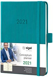 Sigel C2171 Terminplaner Wochenkalender 2021, ca. A6, Hardcover, mittelblau, mit vielen Extras, Conceptum - weitere Modelle