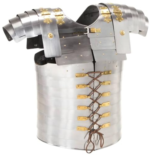 vidaXL Römischer Soldaten Brustpanzer Brustplatte Kürass Rüstung Replik für LARP Cosplay Halloween-Party Brustplatte Lorica Musculata Reenactment Silbern Stahl