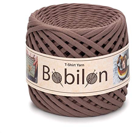 Garn av t-shirts, garn i form av fettuccine och spaghetti, garn för virkning, bandgarn i 100 % bomull, stickgarn, garnboll, makramégarn, organiskt t-garn, tyggarn, jerseygarn, 7–9 mm, cocoa