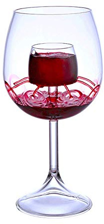 BOLLAER Copa de vino tinto de pie plano, fuente de vino tinto copa de vidrio borosilicato caja de regalo