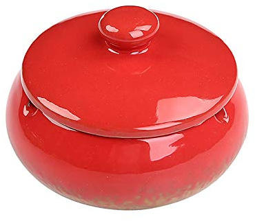 1 cendrier en céramique avec couvercle scellé, coupe-vent, prévention des mauvaises odeurs et des fuites Rouge