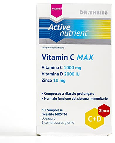 Dr. Thiess Activenutrient Vitamina C Max - Integratore Vitamina C 30 Compresse Bisfasiche - Multivitaminico per il Normale Funzionamento del Sistema Immunitario, con Vitamine e Minerali (C, D e Zinco)