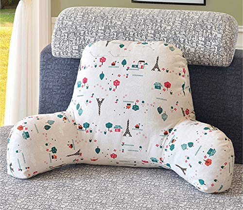 RAILONCH Lesekissen mit Armlehnen, Bettruhe Kissen hohe Sitzhöhe, Baumwolle Rückenkissen Bücherkissen Stützkissen Ergonomisch Kissen für Auto Bett Büro Sofa (Turm,58 x 40 x 25 cm)