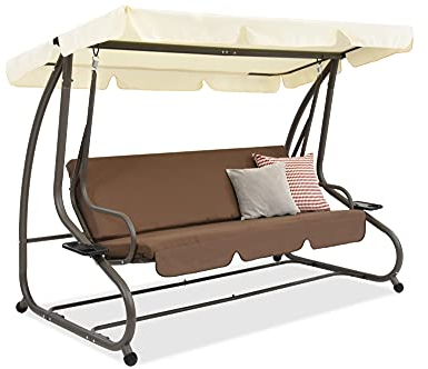 Garden Point Roma 3-Sitzer Gartenschaukel Braun | Eine Elegante und funktionale Schaukel für jeden Garten