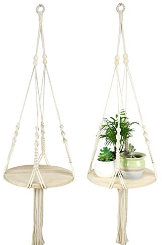 ikasus Pflanzenaufhänger,Makramee Blumenampel,Hängeampel Pflanzenhalter hängepflanze,hängend Blumentopf mit Baumwollseil,Blumenhänger Pflanzhänger für Innen Außen Decken Balkone Wanddekoration
