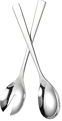 IMEEA Salatbesteck 18/8 Edelstahl Salatlöffel und -gabel Salat Servierlöffel Servierset Spülmaschinenfestes Küchen Zubehör für Hause,Restaurants（2 Stück）