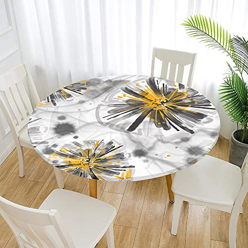 Morbuy Rund Tischdecke Elastisch, Elegant Rund Tischdecken Wasserdicht Lotuseffekt Abwaschbar Abwischbar Tischtuch für Dekoration Küchentisch Garten Outdoor (Durchmesser 130cm,Krawattenfarbe)