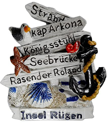 Magnet Souvenir Insel Rügen 7,5 x 6,5 x 1,8 cm Kühlschrankmagnet Maritim Deko GCG 2813