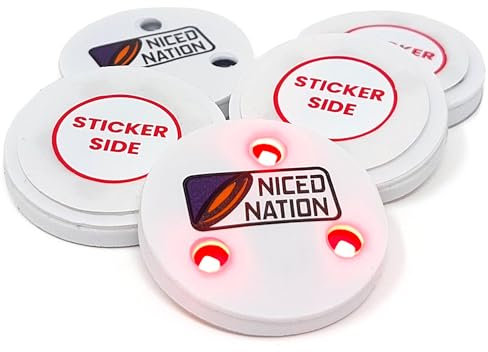 NICED NATION Rote LED Aufkleber für Disc Golf Scheiben und Körbe - Discgolf zu jeder Tageszeit spielen, auch im Dunkeln (5 Stück)