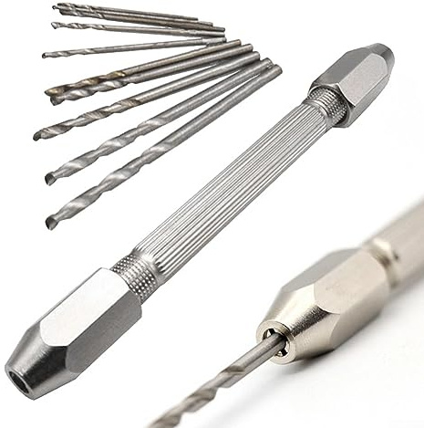 for Precision Double End Pin Vise Hand Chuck with 10 Drill Bits - Versatile Watch Repair and Maintenance Tool Set for Handicraft, Jewelry, and Watch Making