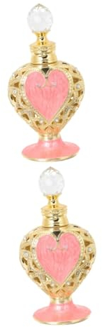 DECHOUS 2piezas Botella De Perfume Recargable Forma De Corazón Diseño Árabe Práctica y Decorativa Para De Escritorio y Aceites Esenciales