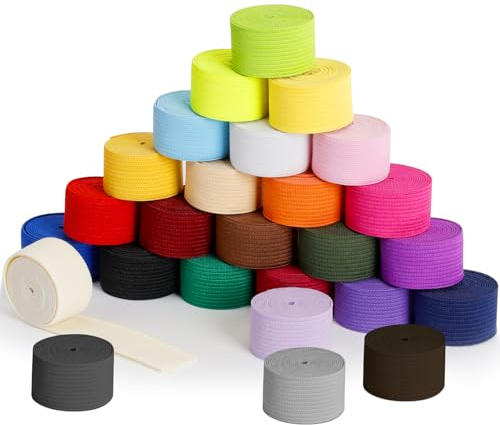 EKOCEV Gummibänder zum Nähen 26 Farben 20mm Elastisches Breit Einfassband, Buntes Nähen Gummiband Flach Gummiband für Nähzubehör DIY Handwerk