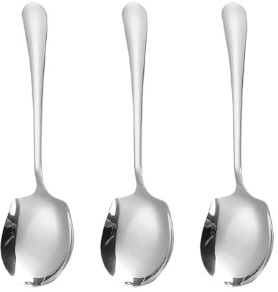 FSSTUD 3 Pcs Stainless Steel Serving Spoons Long Handle Soup Spoons Large Buffet Tablespoons Banquet Salad Spoons Kitchen Restaurant Dinner Spoons 20.8 x 5.8 cm