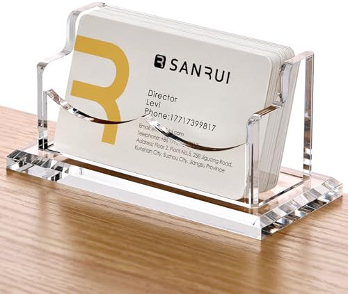 SANRUI Visitenkartenhalter Visitenkarten Aufbewahrung Aufsteller für Büro,Messe, Fasst 60 Visitenkarten, Acryl Transparent