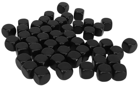 50PCS Dadi Vuoti a Sei Facce Cubi di Dadi Blocchi di Dadi Personalizzati Fai da Te Set di Dadi da Gioco Non Contrassegnati per Giochi da Tavolo Adesivo Fai da Te Festa di (Nero)