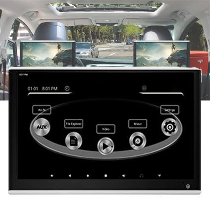 11.6 Portable DVD Player for Car, Android Car Headrest Video Players, Touch Screen Tv Headrest with Range Lights, Support 1080p/usb/sd/fm/wifi, 1pcs/2pcs,1PCS-Black+Gray