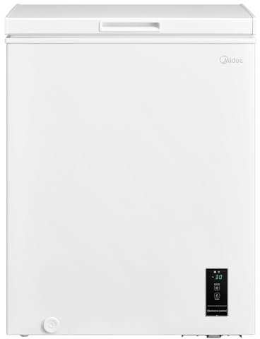 MIDEA Arcon Congelador Pequeño Horizontal de 142L, Motor Inverter, Control Electrónico de Temperatura, Tecnologia D-TYPE Tube, Cestas con Asa, Easy Move, Silencioso 39dBA, Bajo Consumo, Blanco