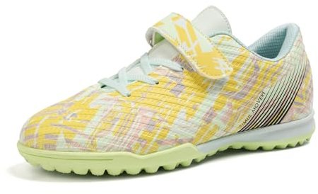 Puvvtyi Chaussures de football pour enfants, antidérapantes, opaques, unisexes, pour garçons et filles, vert, 34.5 EU