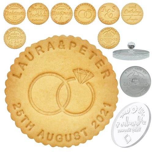 Tampon à biscuits personnalisé pour la cuisson de cookies, de mariage, avec nom de famille, Noël, anniversaire, fête prénatale