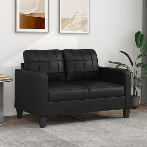 Sufrk 2-Sitzer-Sofa Schwarz 120 cm Kunstleder Bodensofa Mit Schlaffunktion Kleine Couch