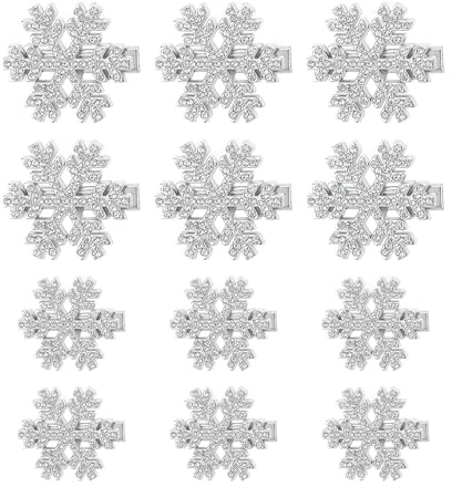 AYNKH 12 Stück glänzende Strass-Schneeflocken-Haarspangen – koreanische High-End-Temperament Seitenclips für Mädchen Winter Weihnachten Haarschmuck