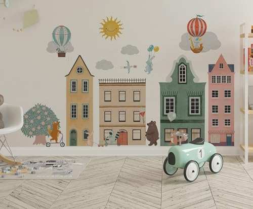 igibee Wandtattoo fürs Kinderzimmer, wandtattoos haus, wandaufkleber kinderzimmer, wandtattoo waldtiere, niedliche Dekoration für Jungen und Mädchen