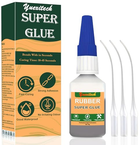 Yuexitech 30g Rubber Glue, Waterproof Rubber Cement，Black Glue for bonding，Professional Instant SuperGlue for Tire, Boots, Belt, DIY Crafts