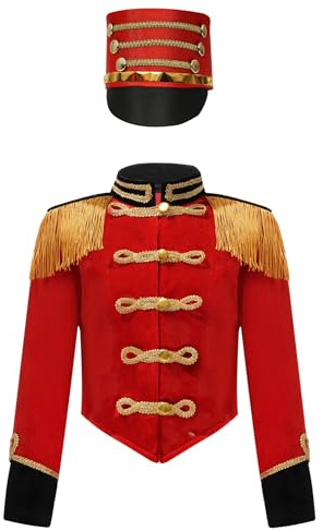 Yruioon Disfraz de circo para niños y niñas, uniforme de director de circo, chaqueta de manga larga, abrigo + sombrero, Halloween, carnaval, disfraz