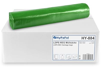 Hypafol Müllsäcke 120 L, Grün | Recycelter Kunststoff, robust und reißfest | Ideal für Mülltrennung in Küche, Gastro | Robuste Müllsäcke für Abfall | Hohe Reißfestigkeit, aus Recyclingmaterial
