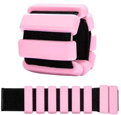 Youyijia Adjustable Wrist Weights, 2 Pcs (1lb Each) Ankle & Wrist Weights for Men & Women, Wearable Weight Straps, Pilates Weights Running Swimming Weights for Yoga, Aerobics, Running (Pink)