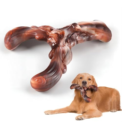 VHV Jouets à mâcher pour Chiens agressifs, Jouets indestructibles pour Chiens de Taille Moyenne et Grande - Saveur de bœuf Durable (Cerf)