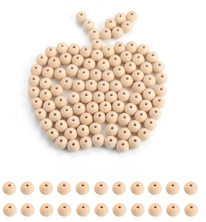 Naturholzperlen, 12 mm, unlackiert, für Bastelarbeiten und Makramee, 220 Stück