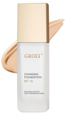 Fond de Teint Changeant SPF15 – Fond de Teint Coréen Léger & Couvrant, S'adapte à la Peau, Unifie le Teint, Cache Rougeurs et Imperfections, Formulé à la Glycérine, Vegan – 30ml