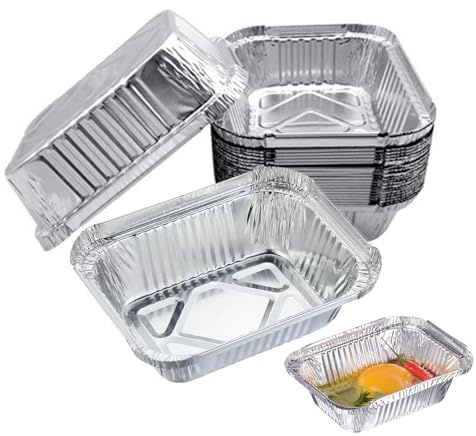 Urganvem Aluschalen Grill, 50 Stück Alu Grillschalen, 17 x 13 x 5cm Einweg Schalen aus Aluminiumfolie Fettauffangschale für Backen Braten Kochen Klein Behälter (600 ml)