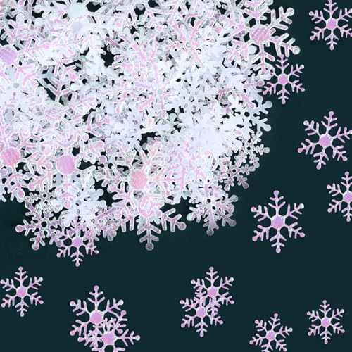 800 Stück Streudeko Weihnachten,Schneeflocken Deko,Tischdeko Weihnachten Schneeflocken Weiß, Geeignet für Winter, Hochzeit, Geburtstag, Feiertagsparty-Dekorationen