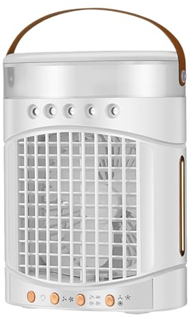 Ventilador de torre oscilante con función de nebulización, ajuste de 3 velocidades, tanques de agua de 600 ml, ventilador de escritorio sin aspas para el hogar y la oficina, recargable por USB