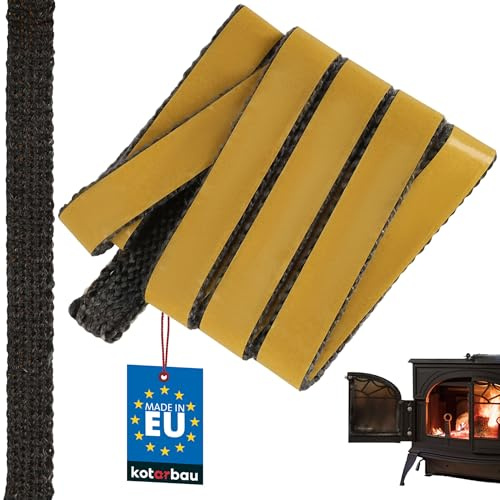 KOTARBAU® Kamin Dichtband Selbstklebend - 25 x 4 mm - Glasfaser Dichtungsband für Kaminofen - 2,5 m - Kamindichtung - Ofendichtband - Hitzebeständig - Schwarz
